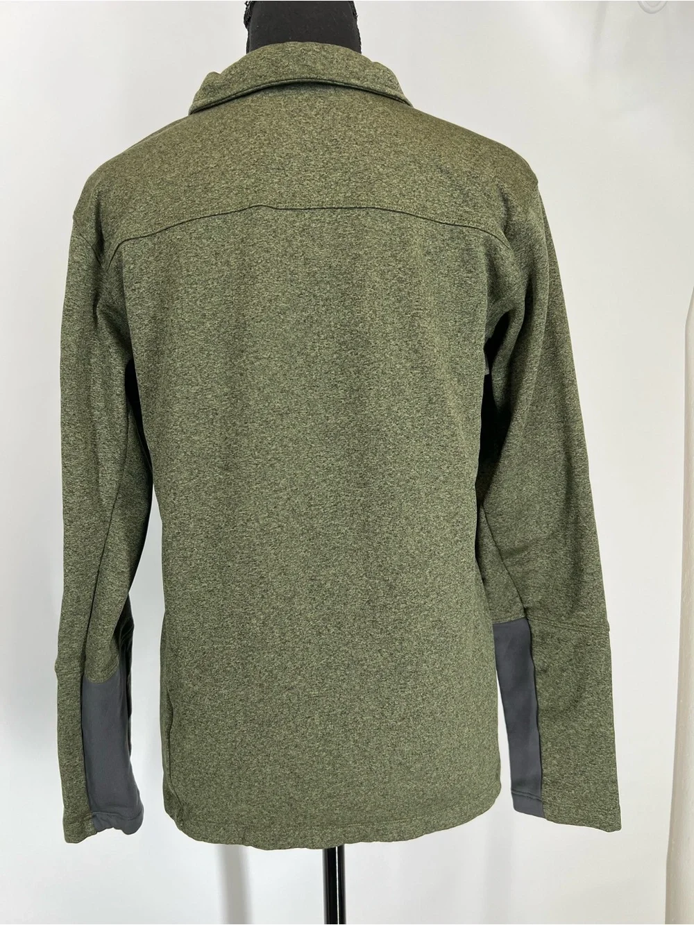 The North Face Moss Green Quarter-Zip Pullover with Gray Accents